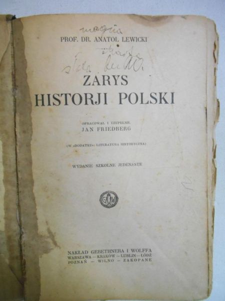 Lewicki Anatol - Zarys historji Polski, 1947 r.