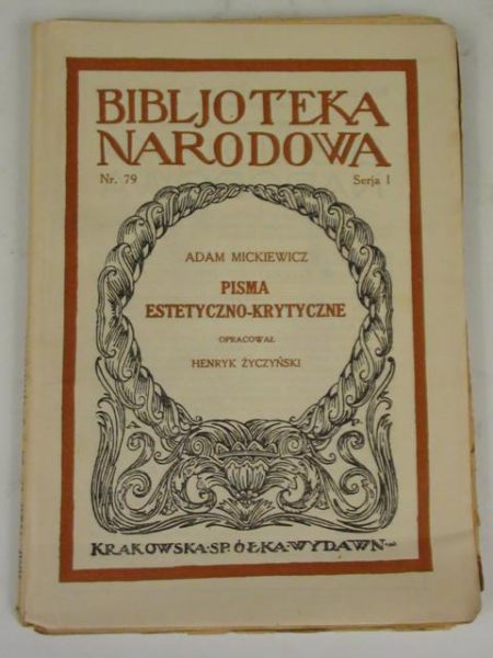 Mickiewicz Adam - Pisma estetyczno - krytyczne, 1924 r.