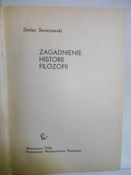 Swieżawski Stefan - Zagadnienie historii filozofii