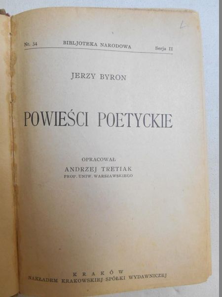 Byron Jerzy - Powieści poetyckie, 1924 r.