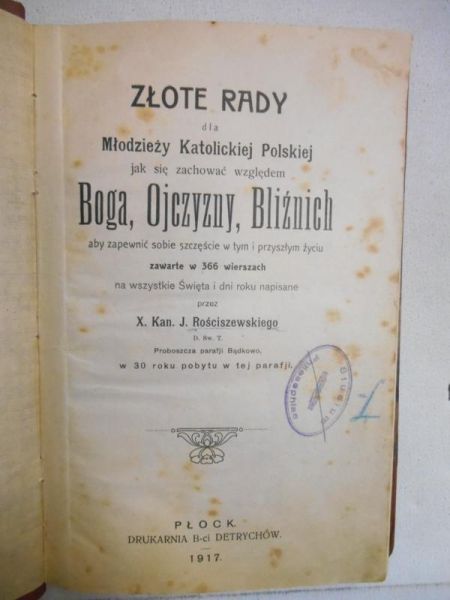 Rościszewski J. - Złote rady dla młodzieży katolickiej polskiej 1917 r.
