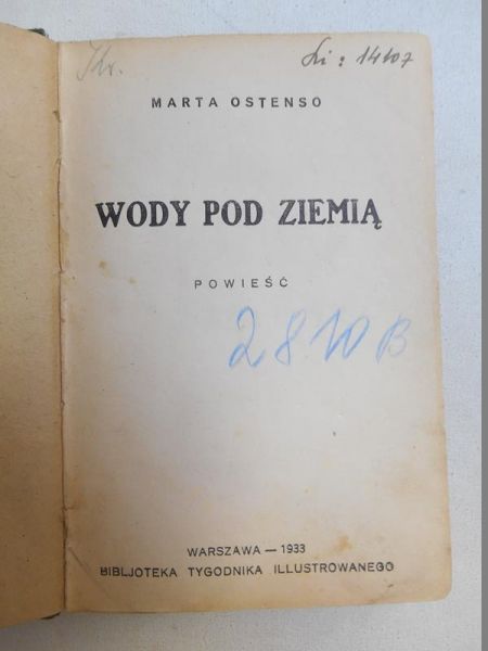 Wody pod ziemią, 1933 r.