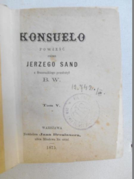 Sand Jerzy - Konsuelo, t. III, 1875 r.