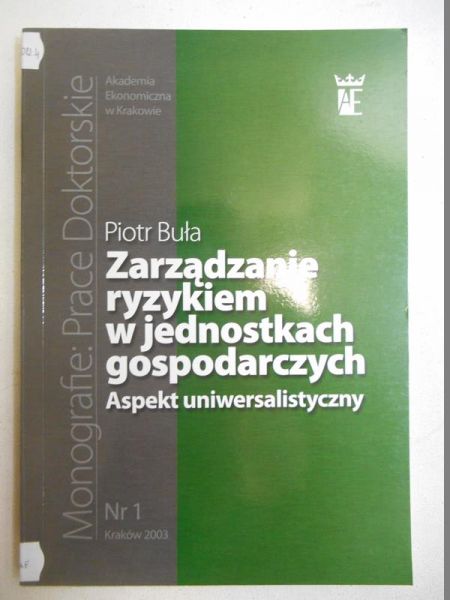 Zarządzanie ryzykiem w jednostkach gospodarczych