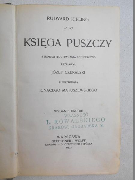 Kipling Rudyard - Księga puszczy, 1902 r.
