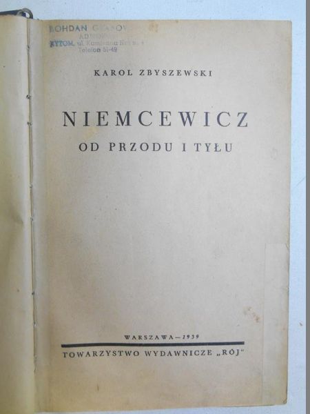 Niemcewicz od przodu i tyłu, 1939 r.