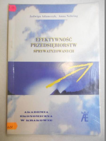 Adamczyk Jadwiga - Efektywność przedsiębiorstw sprywatyzowanych