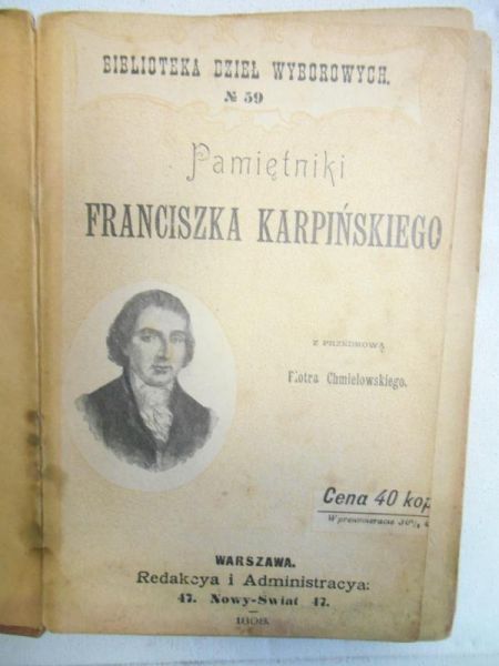 Karpiński Franciszek - Pamiętniki Franciszka Karpińskiego, 1898 r.