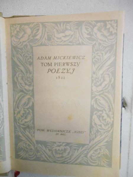 Mickiewicz Adam - Poezye, Tom I, 1822 r.