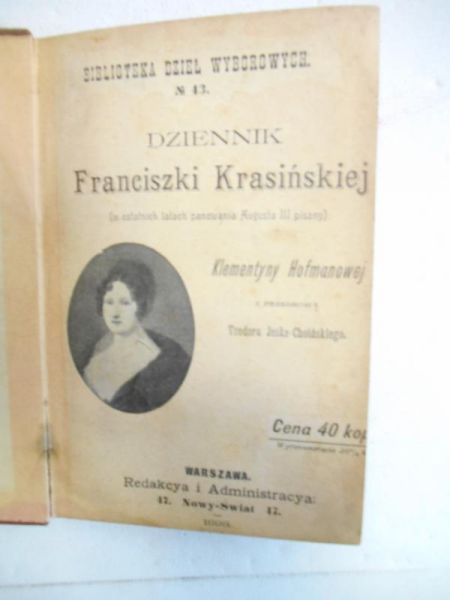 Hofmanowa z Tańskich Klementyna - Dziennik Franciszki Krasińskiej 1898 r.