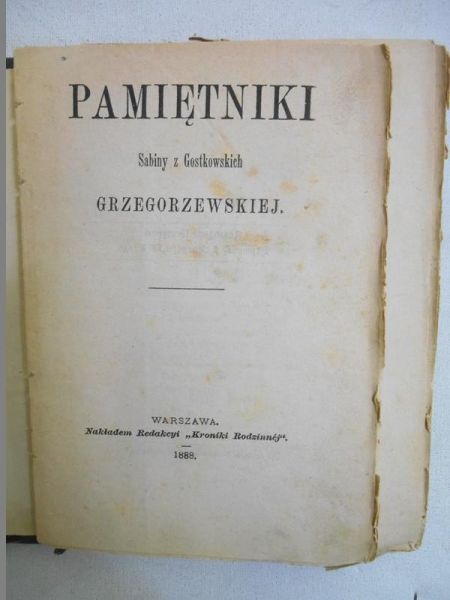 Pamiętniki, 1888 r.