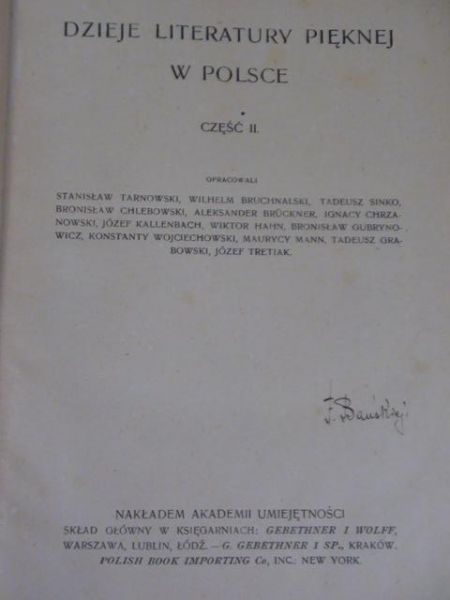 Dzieje literatury pięknej w Polsce, Cz. 2, r. 1936