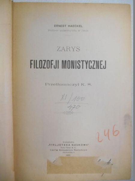 Zarys filozofii monistycznej, 1905 r.