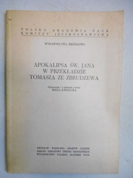 Apokalipsa św. Jana w przekładzie Tomasza ze Zbrudzewa