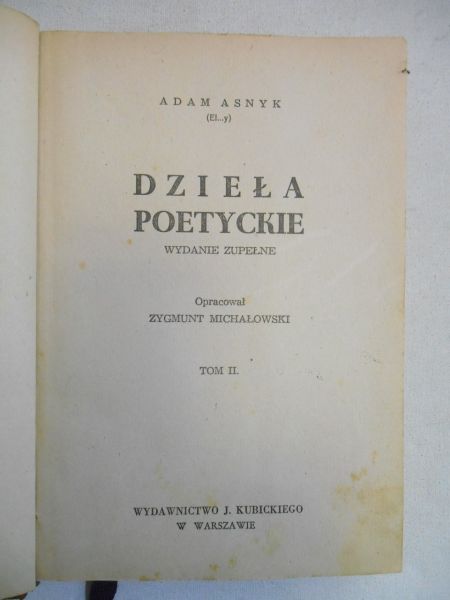 Asnyk Adam - Dzieła poetyckie