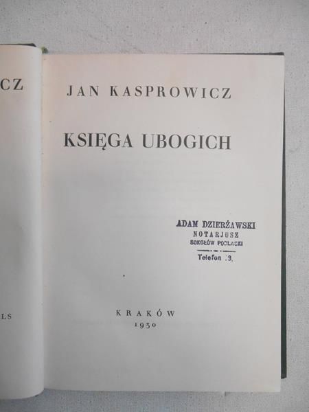 Księga ubogich, 1930 r.