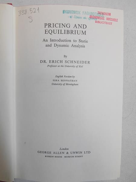 Pricing and equilibrium