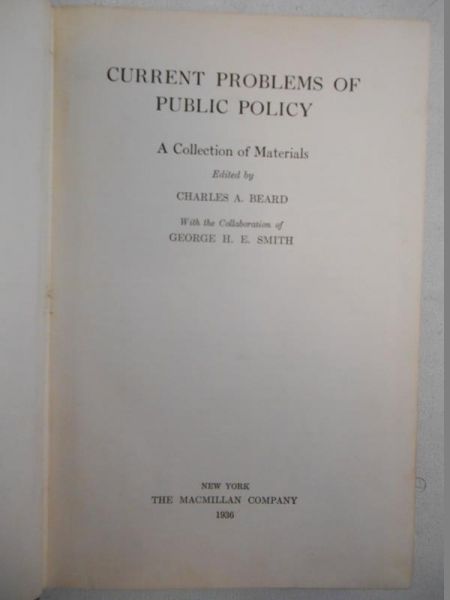 Current Problems of Public Policy. A Collection of Materials, 1936 r.