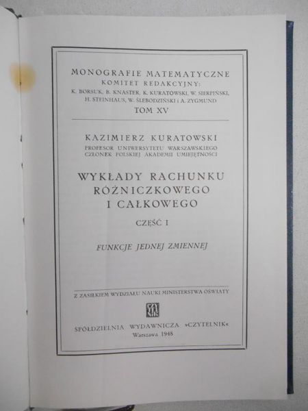 Wykłady rachunku różniczkowego i całkowego, cz. 1