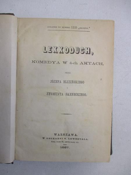 Lekkoduch, komedya w 4-ch aktach 1887r