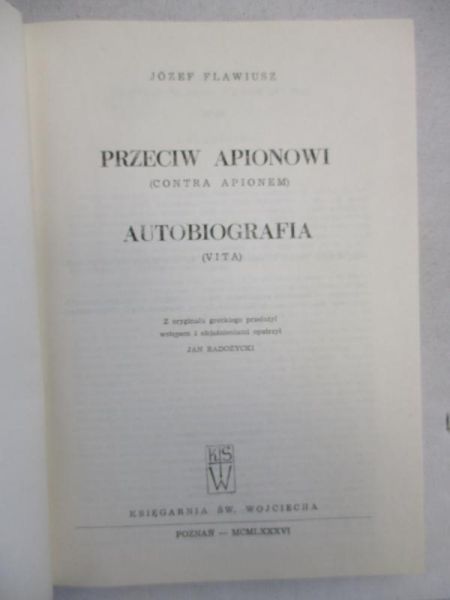 Przeciw Apionowi. Autobiografia