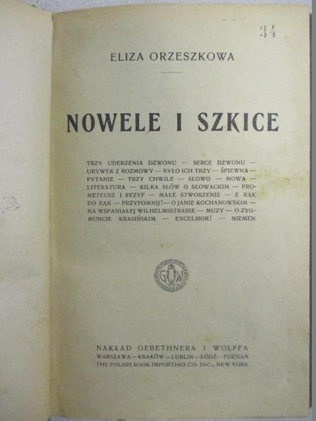 Nowele i szkice, 1921
