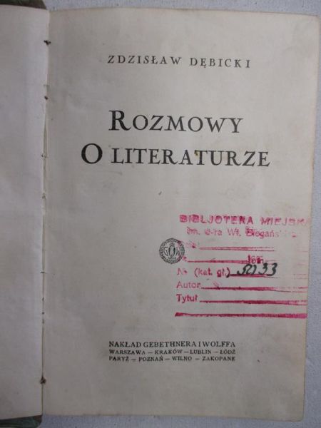 Rozmowy o literaturze, 1927 r.