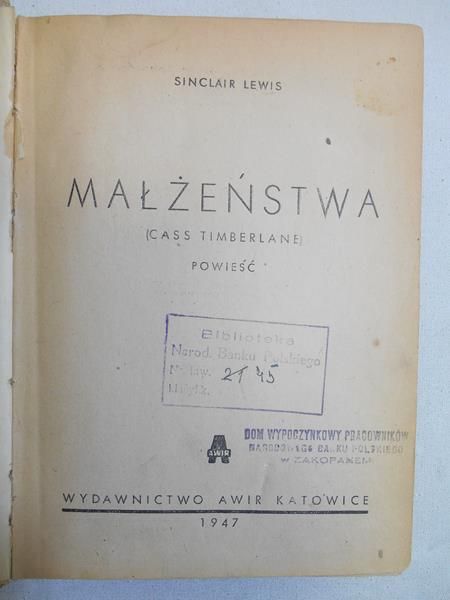 Lewis Sinclair - Małżeństwa, 1947 r.