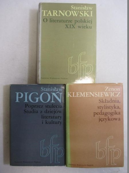 Tarnowski S., Klemensiewicz Z.,Pigoń S. - O lit. polskiej XIX w./Składnia, stylistyka../Poprzez stulecia