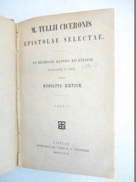 M. Tullius Ciceronis epistolae selectae, 1866 r.