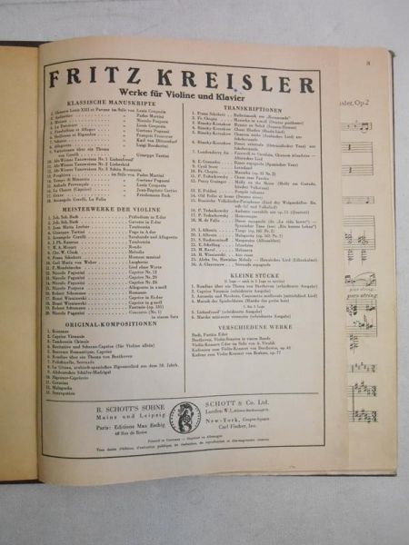 Kreisler Fritz - Werke fur Violine und Klavier, 1917 r.