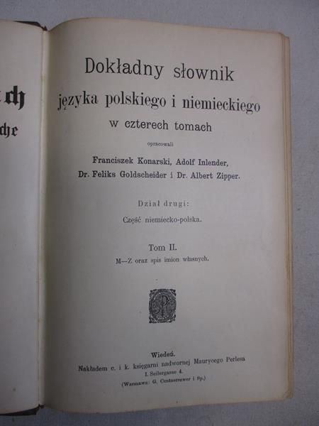 Dokładny słownik języka polskiego i niemieckiego w czterech tomach, Tom I, 1910 r.