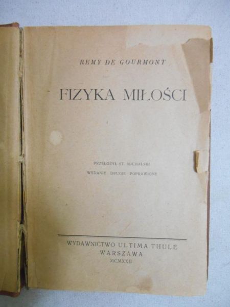 Fizyka miłości, 1922 r.