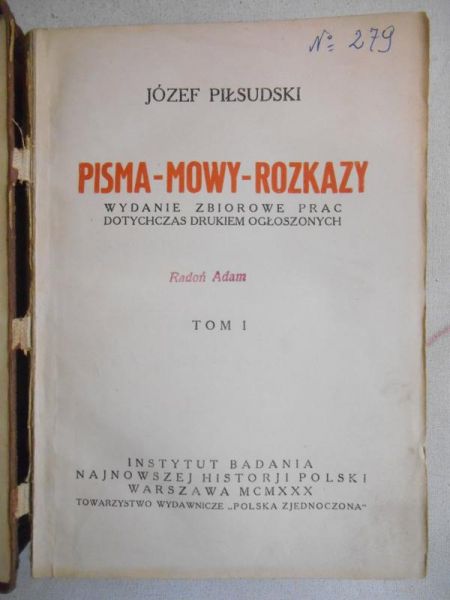 Pisma mowy rozkazy, Tom I, 1930 r.
