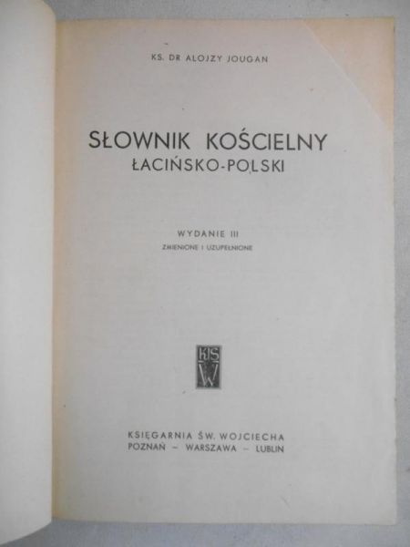 Jougan Alojzy - Słownik kościelny łacińsko-polski