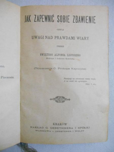 Jak zapewnić sobie zbawienie, 1884 r.