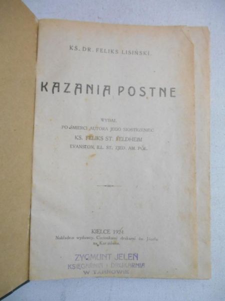 Kazania postne, 1924 r.