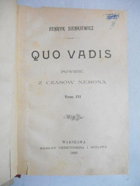 Quo Vadis, 1896 r.