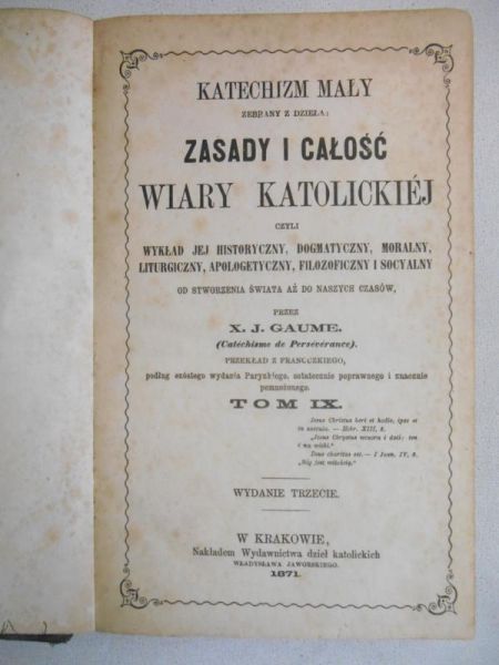 Katechizm Mały, tom IX, 1871 r.