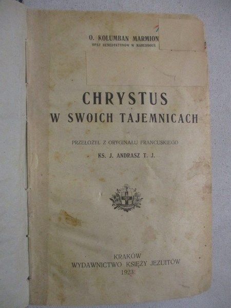 Chrystus w swoich tajemnicach, 1923r.
