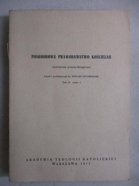 Posoborowe prawodawstwo kościelne, Tom IV, Zeszyt 1