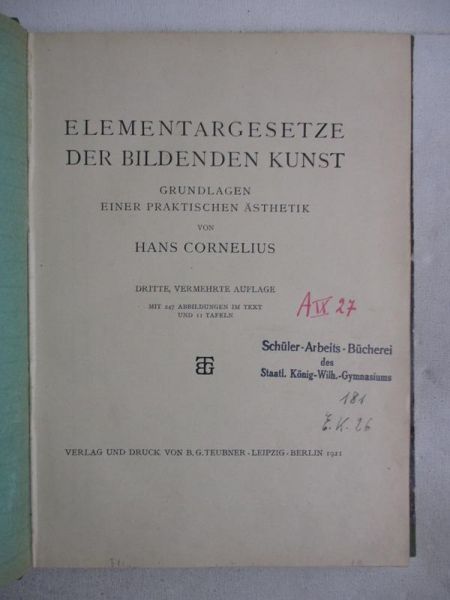 Elementargesetze der bildenden Kunst,1921 r.