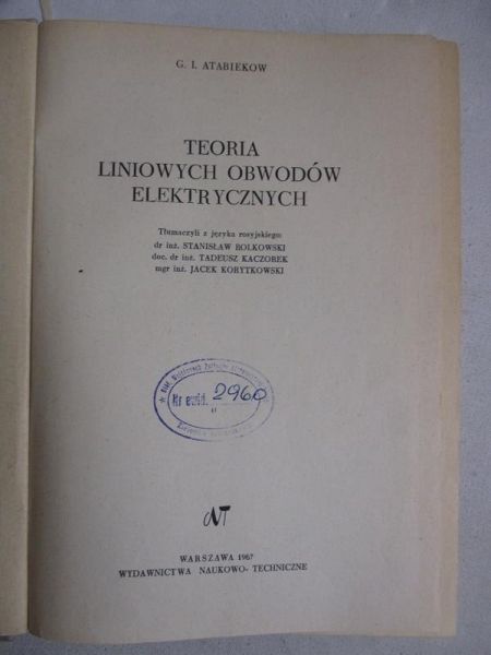 Atabiekow G. I. - Teoria liniowych obwodów elektrycznych