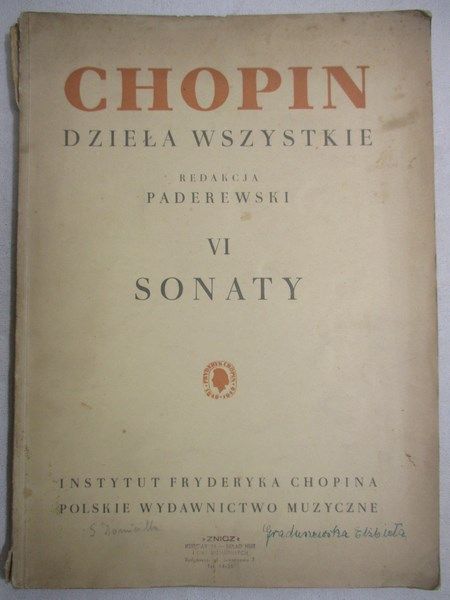 Paderewski Ignacy J. (red.) - Chopin dzieła wszystkie. VI sonaty, 1950 r.