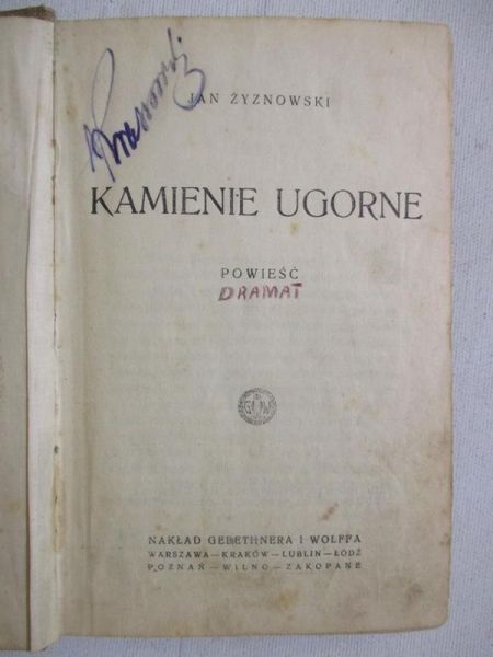 Kamienie ugorne, 1924 r.
