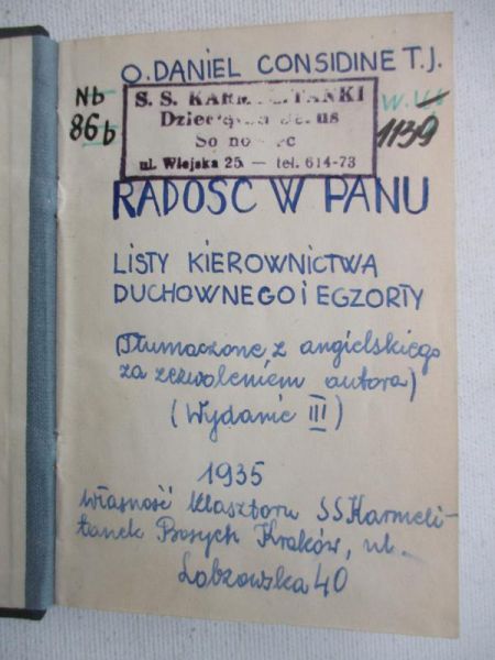 Radość w Panu, 1935 r.