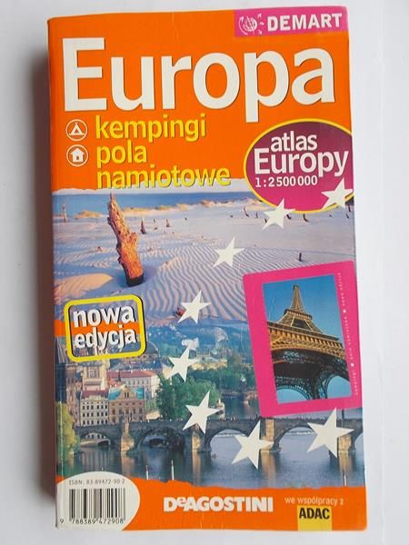 Europa. Atlas 1:2 500 000. Kempingi, pola namiotowe