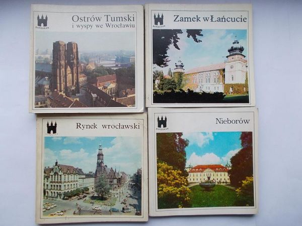 Rynek wrocławski/Ostrów Tumski i wyspy we Wrocławiu/ Zamek w Łańcucie/ Nieborów. 4 książki