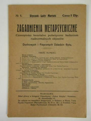 Zagadnienia metapsychiczne, 1924 r.