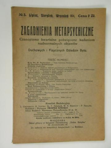 Zagadnienia metapsychiczne, 1924 r.